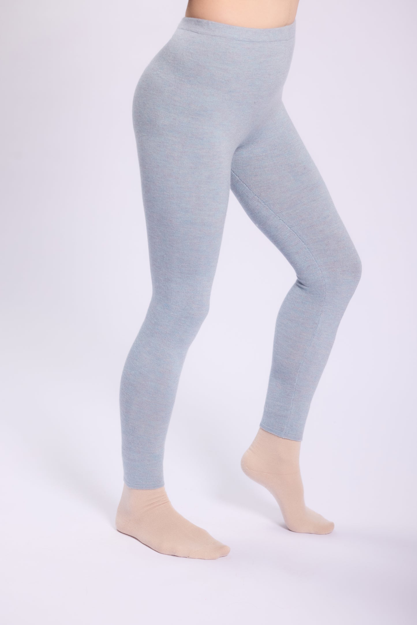 These leggings made of a high-quality cashmere and silk blend, offering a stretchy yet snug fit that provides warmth without being bulky.