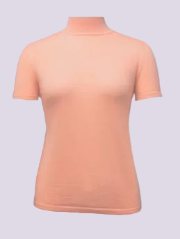 Cashmere Silk Blend Short Sleeve High Neck Shirt